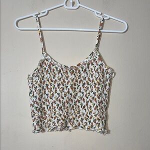 LA Hearts Floral Print Spaghetti Strap Crop Tank Top Size Small